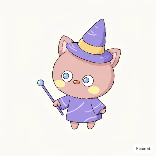 Recraft V4.1: cute chibi cat wizard, pastel, simple background