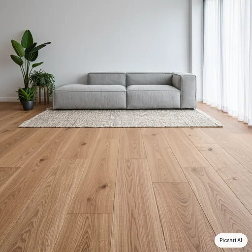 Kling 3.0 Image: Scandinavian living room with a light oak floor, a pale grey sofa, a wool rug, a large window with sheer curtains, a few green plants, bright overcast daylight, photorealistic