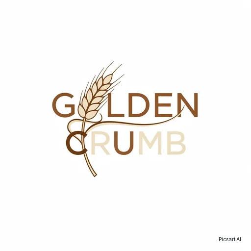 Flux 2 Pro: Minimal logo for a bakery called "Golden Crumb", a wheat ear woven into the letters, warm brown and cream, flat vector style on a white background