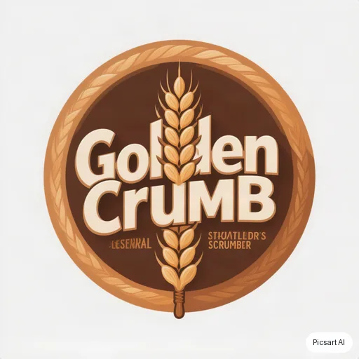 Hunyuan V3: Minimal logo for a bakery called "Golden Crumb", a wheat ear woven into the letters, warm brown and cream, flat vector style on a white background
