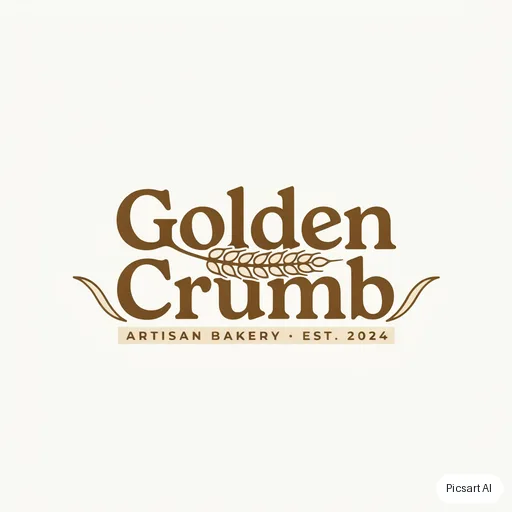 Ideogram 4.5: Minimal logo for a bakery called "Golden Crumb", a wheat ear woven into the letters, warm brown and cream, flat vector style on a white background