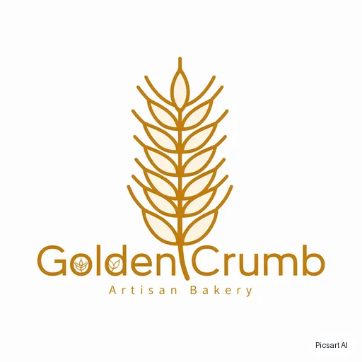 Luma UNI-1: Minimal logo for a bakery called "Golden Crumb", a wheat ear woven into the letters, warm brown and cream, flat vector style on a white background