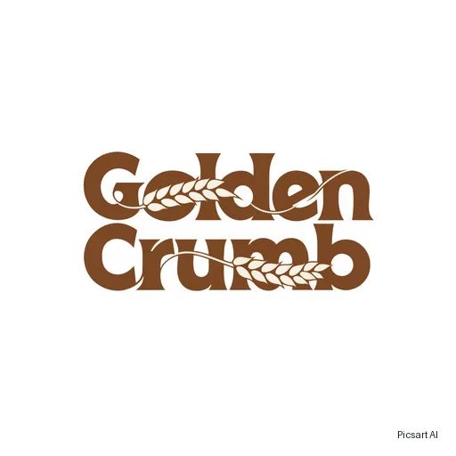 Recraft V4.1: Minimal logo for a bakery called "Golden Crumb", a wheat ear woven into the letters, warm brown and cream, flat vector style on a white background