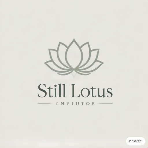 Hunyuan V3: Design a clean geometric logo for a yoga studio named "Still Lotus". A single-line lotus above the name, sage green on off-white, lots of negative space.