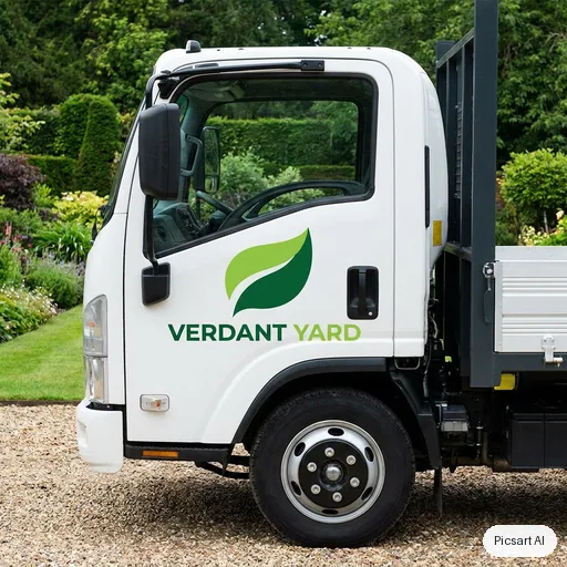 Nano Banana Pro: I need a logo for a landscaping company, text "Verdant Yard", a leaf shape, two greens, simple enough to print on the side of a truck