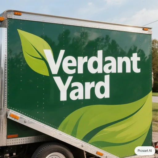 Hunyuan V3: I need a logo for a landscaping company, text "Verdant Yard", a leaf shape, two greens, simple enough to print on the side of a truck