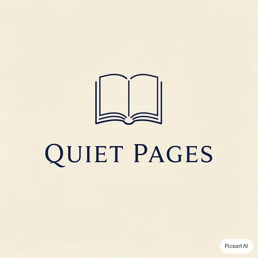 Flux 2 Pro: Elegant monogram-style logo for a bookshop, the name "Quiet Pages" in a classic serif under a small open-book icon, navy on cream