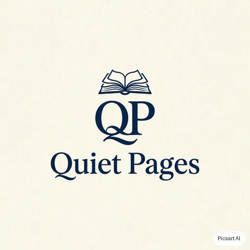 Nano Banana Pro: Elegant monogram-style logo for a bookshop, the name "Quiet Pages" in a classic serif under a small open-book icon, navy on cream