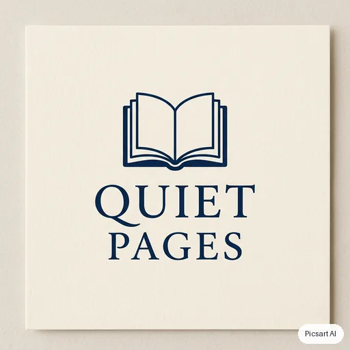Nano Banana 2: Elegant monogram-style logo for a bookshop, the name "Quiet Pages" in a classic serif under a small open-book icon, navy on cream