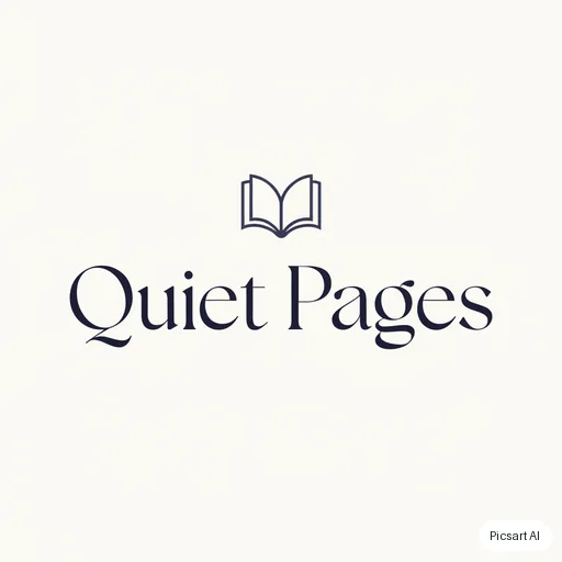 Recraft V4.1: Elegant monogram-style logo for a bookshop, the name "Quiet Pages" in a classic serif under a small open-book icon, navy on cream