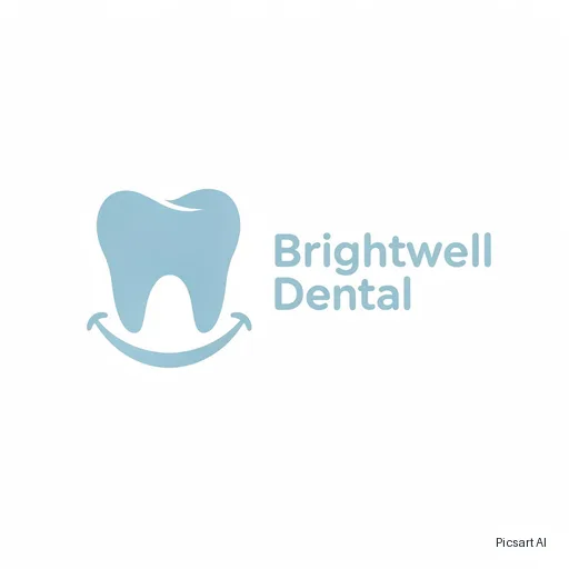Flux 2 Pro: A trustworthy, modern logo for a dental clinic named "Brightwell Dental", a soft tooth shape merged with a smile curve, light blue and white, flat design