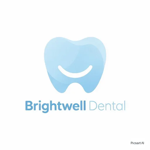 Seedream 5.0 Pro: A trustworthy, modern logo for a dental clinic named "Brightwell Dental", a soft tooth shape merged with a smile curve, light blue and white, flat design