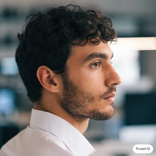 Recraft V4.1: profile photo, young man with a short beard, white shirt, blurred office