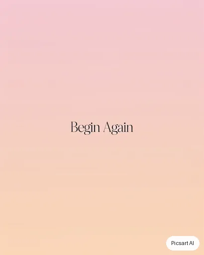 Ideogram 4.5: Minimal quote card, the phrase "Begin Again" centred in a thin serif on a soft gradient of dusty pink and peach, nothing else