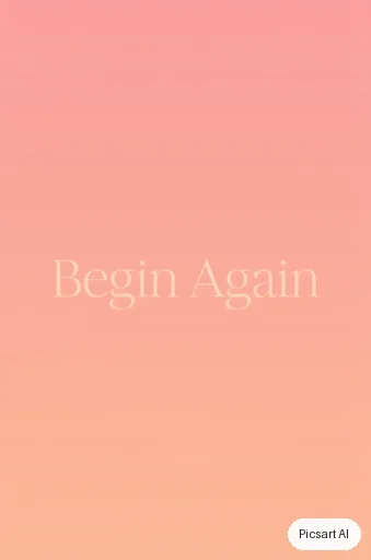 Luma UNI-1: Minimal quote card, the phrase "Begin Again" centred in a thin serif on a soft gradient of dusty pink and peach, nothing else