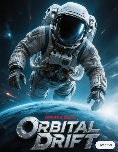 Hunyuan V3: Movie-style poster for a sci-fi thriller titled "Orbital Drift": an astronaut floating above a blue planet, dramatic rim light, bold metallic title at the bottom