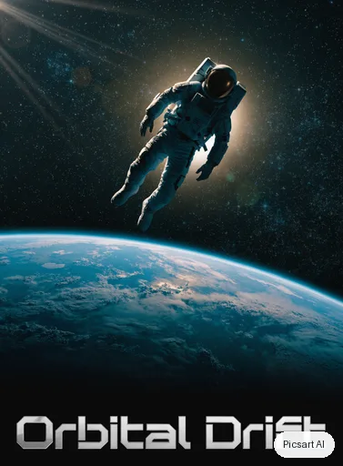 Recraft V4.1: Movie-style poster for a sci-fi thriller titled "Orbital Drift": an astronaut floating above a blue planet, dramatic rim light, bold metallic title at the bottom
