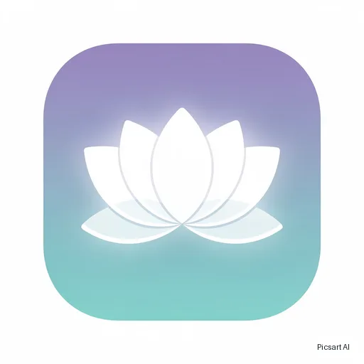 Flux 2 Pro: flat app icon for a meditation app, a simple lotus inside a rounded square, gradient from lavender to teal, no text