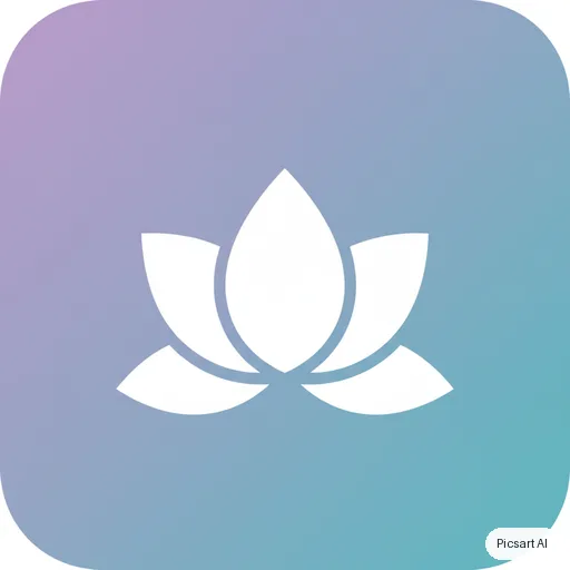 Nano Banana: flat app icon for a meditation app, a simple lotus inside a rounded square, gradient from lavender to teal, no text