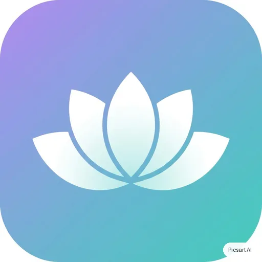 Nano Banana Pro: flat app icon for a meditation app, a simple lotus inside a rounded square, gradient from lavender to teal, no text