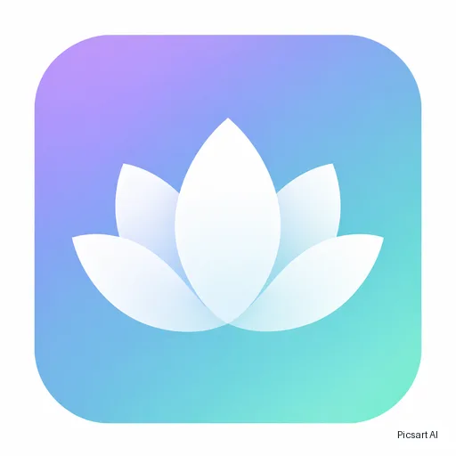 GPT Image 2.5 Sunburst: flat app icon for a meditation app, a simple lotus inside a rounded square, gradient from lavender to teal, no text