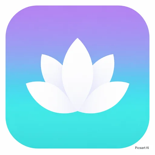 GPT Image 2 output for: flat app icon for a meditation app, a simple lotus inside a rounded square, gradient from lavender to teal, no text