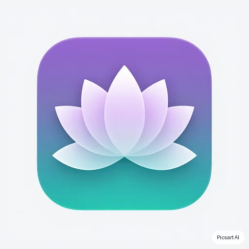Kling 3.0 Image: flat app icon for a meditation app, a simple lotus inside a rounded square, gradient from lavender to teal, no text