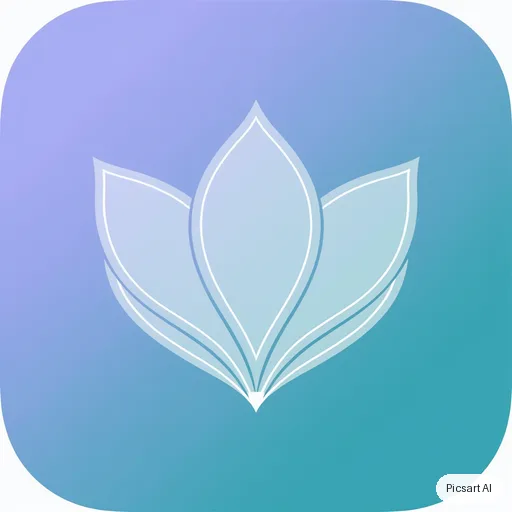 Luma UNI-1: flat app icon for a meditation app, a simple lotus inside a rounded square, gradient from lavender to teal, no text