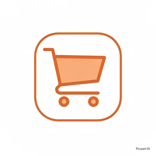 Flux 2 Pro: A single flat icon of a shopping cart for an e-commerce app, two-tone orange, rounded corners, centred on a plain white background, clean and simple